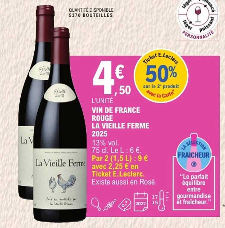 VIN DE FRANCE ROUGE LA VIEILLE FERME 2025