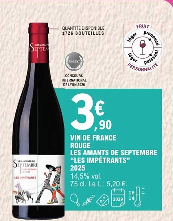 VIN DE FRANCE ROUGE LES AMANTS DE SEPTEMBRE “LES IMPÉTRANTS” 2025