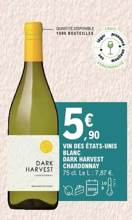 VIN DES ÉTATS-UNIS BLANC DARK HARVEST CHARDONNAY