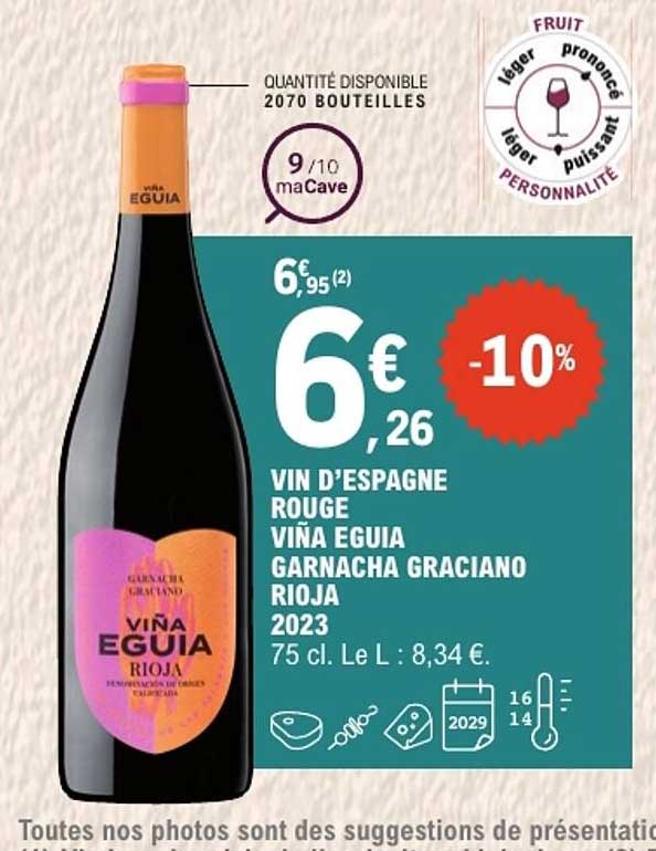 VIN D'ESPAGNE ROUGE VIÑA EGUIA GARNACHA GRACIANO RIOJA 2023