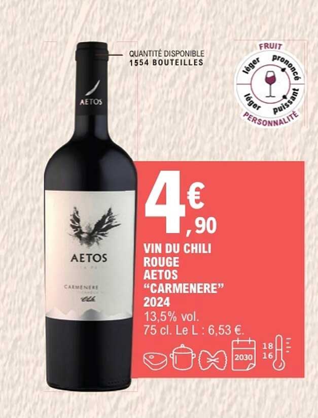 VIN DU CHILI ROUGE AETOS “CARMENERE” 2024
