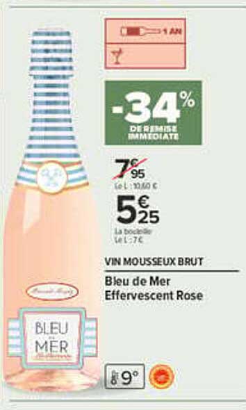 VIN MOUSSEUX BRUT Bleu de Mer Effervescent Rose