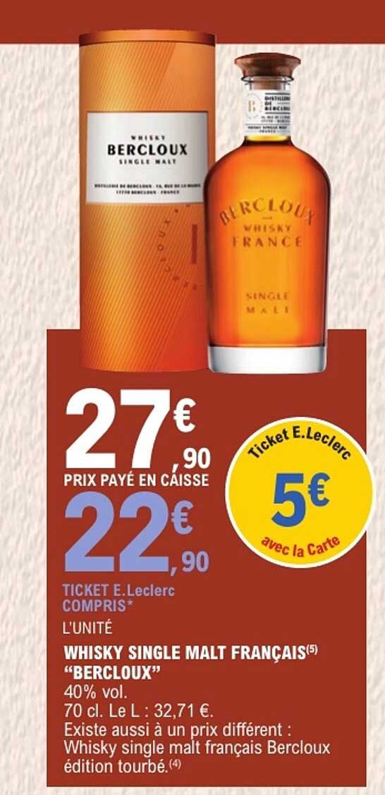 WHISKY SINGLE MALT FRANÇAIS “BERCLOUX”