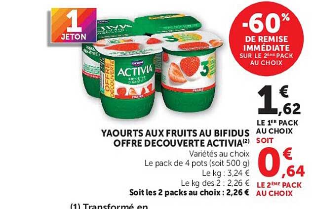 YAOURTS AUX FRUITS AU BIFIDUS OFFRE DECOUVERTE ACTIVIA