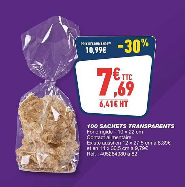 100 SACHETS TRANSPARENTS