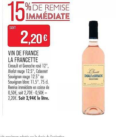 15% DE REMISE IMMÉDIATE