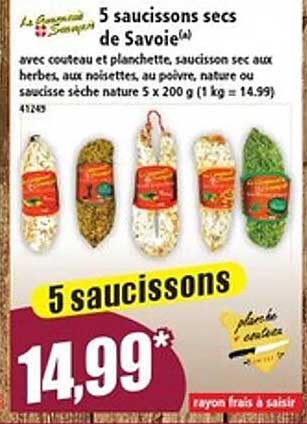 5 saucissons secs de Savoie