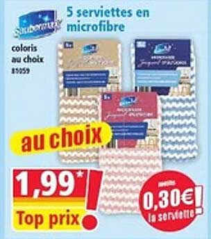 5 serviettes en microfibre coloris au choix