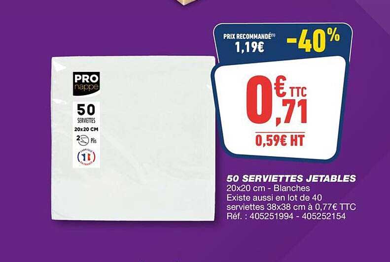 50 SERVIETTES JETABLES