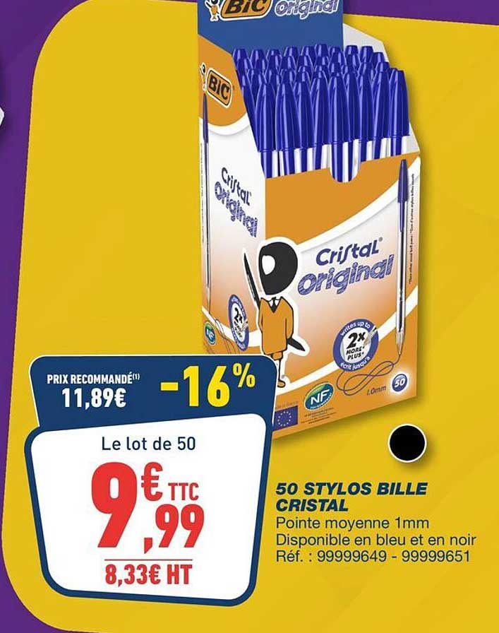 50 STYLOS BILLE CRISTAL