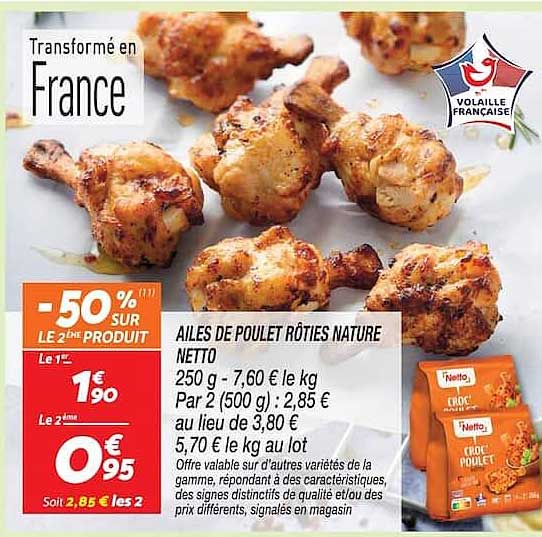 AILES DE POULET ROTIES NATURE NETTO