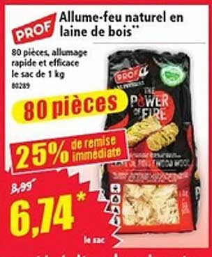 Allume-feu naturel en laine de bois