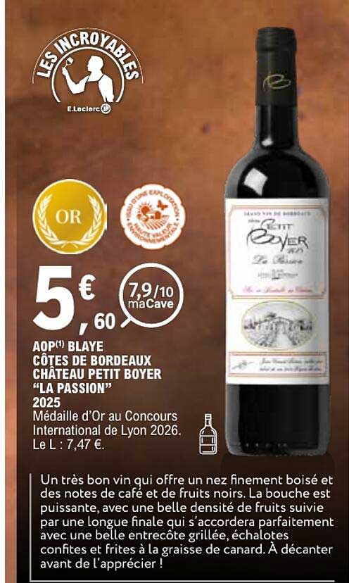 AOP BLAYE CÔTES DE BORDEAUX CHÂTEAU PETIT BOYER “LA PASSION” 2025