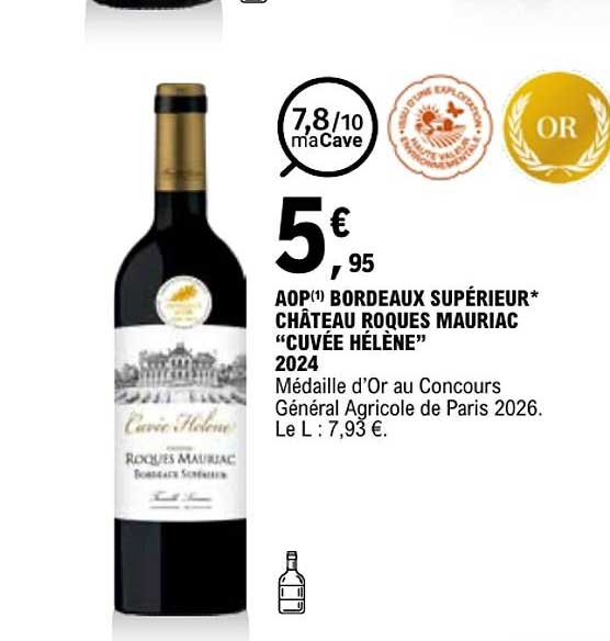 AOP BORDEAUX SUPÉRIEUR* CHÂTEAU ROQUES MAURIAC “CUVÉE HÉLÈNE” 2024