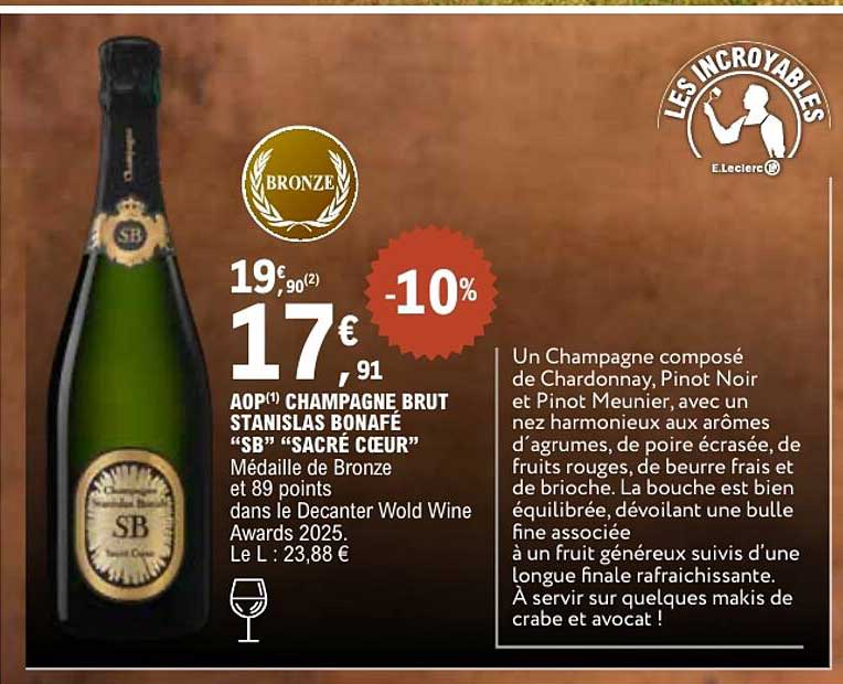 AOP CHAMPAGNE BRUT STANISLAS BONAFE "SB" "SACRÉ CŒUR"