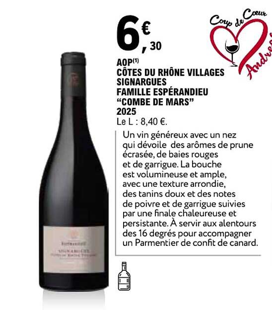 AOP CÔTES DU RHÔNE VILLAGES SIGNARGUES FAMILLE ESPÉRANDIEU “COMBE DE MARS” 2025