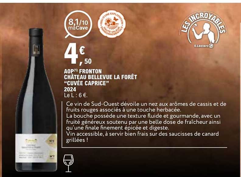 AOP FRONTON CHÂTEAU BELLEVUE LA FORÊT “CUVÉE CAPRICE” 2024