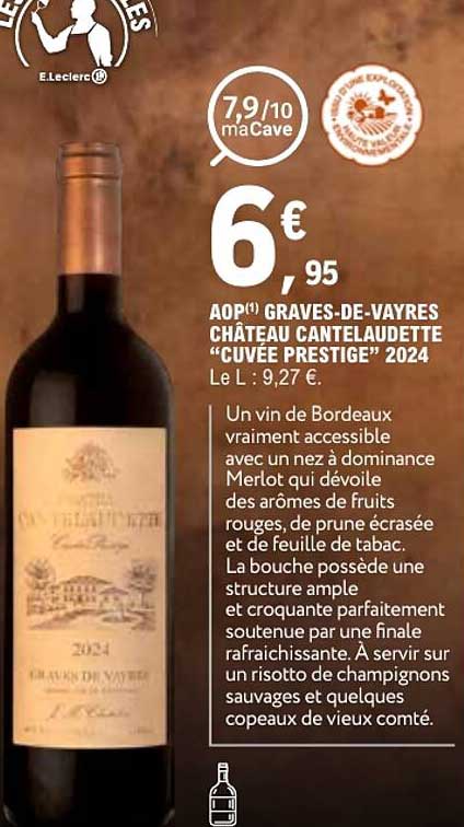 AOP GRAVES-DE-VAYRES CHÂTEAU CANTELAUDETTE "CUVÉE PRESTIGE" 2024