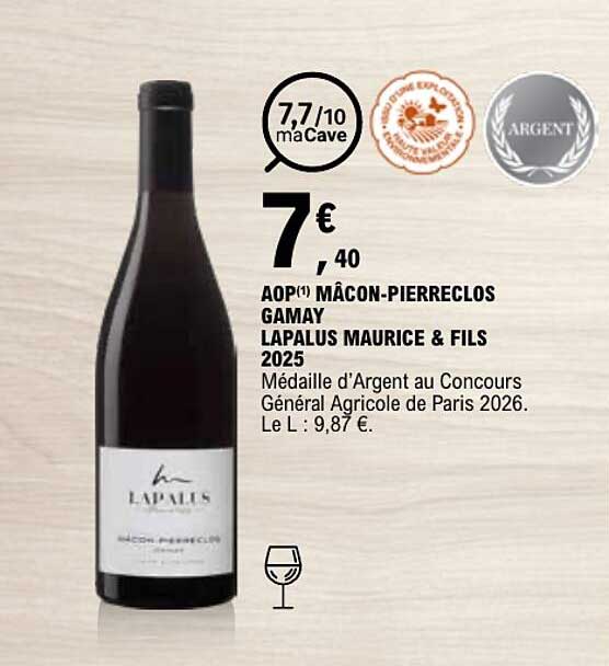 AOP MÂCON-PIERRECLOS GAMAY LAPALUS MAURICE & FILS 2025