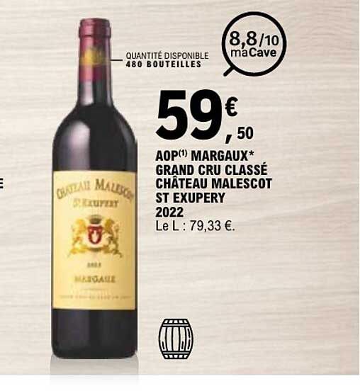 AOP Margaux* Grand Cru Classé Château Malescot St Exupery 2022