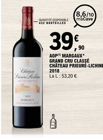AOP MARGAUX* GRAND CRU CLASSÉ CHÂTEAU PRIEURÉ-LICHINE 2018