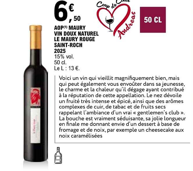 AOP(*) MAURY VIN DOUX NATUREL LE MAURY ROUGE SAINT-ROCH 2025