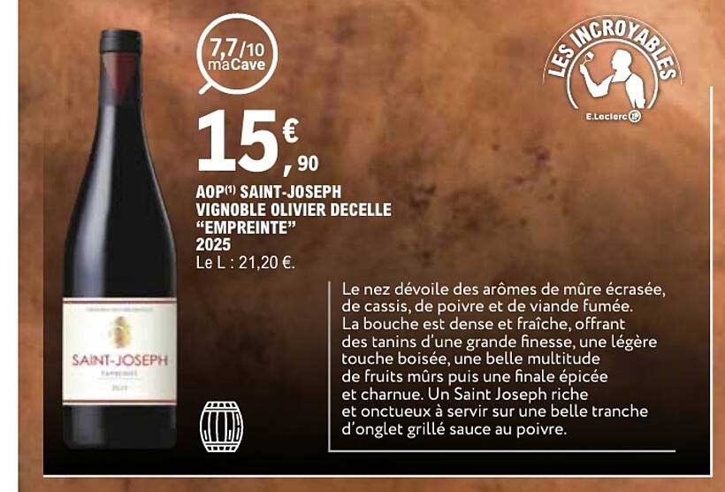 AOP(*) SAINT-JOSEPH VIGNOBLE OLIVIER DECELLE “EMPREINTE” 2025
