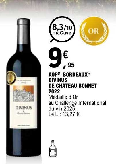 AOP(1) BORDEAUX* DIVINUS DE CHÂTEAU BONNET 2022