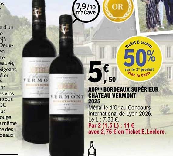 AOP(1) BORDEAUX SUPÉRIEUR CHÂTEAU VERMONT 2025
