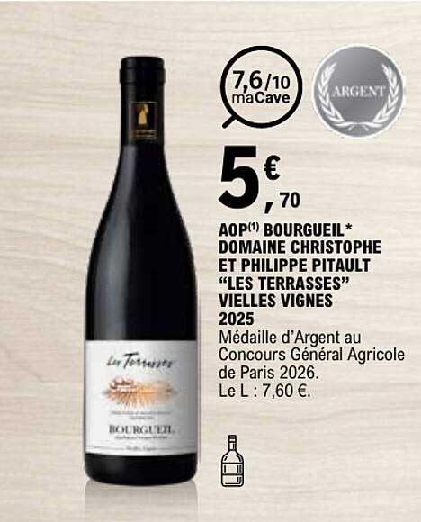 AOP(1) BOURGUEIL* DOMAINE CHRISTOPHE ET PHILIPPE PITAULT “LES TERRASSES” VIEILLES VIGNES 2025