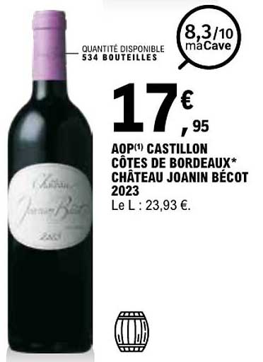 AOP(1) CASTILLON CÔTES DE BORDEAUX* CHÂTEAU JOANIN BÉCOT 2023