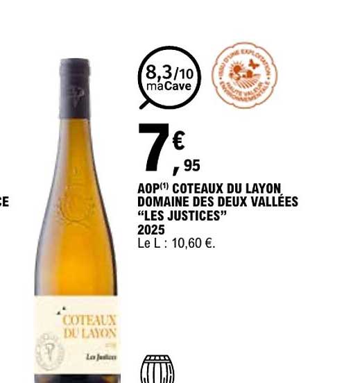 AOP(1) COTEAUX DU LAYON DOMAINE DES DEUX VALLÉES "LES JUSTICES" 2025