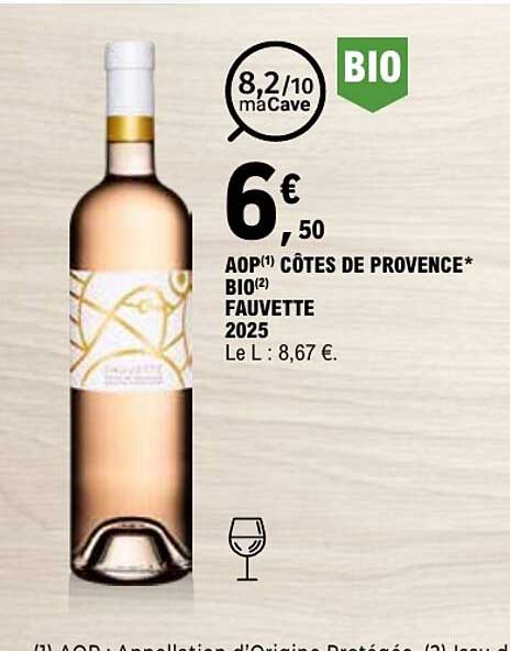 AOP(1) CÔTES DE PROVENCE* BIO(2) FAUVETTE 2025