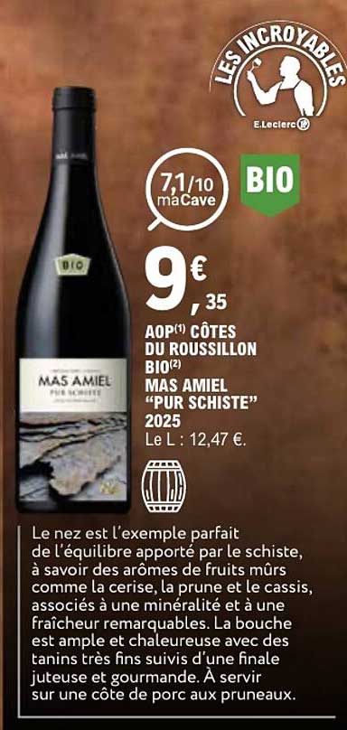 AOP(1) CÔTES DU ROUSSILLON BIO(2) MAS AMIEL “PUR SCHISTE” 2025