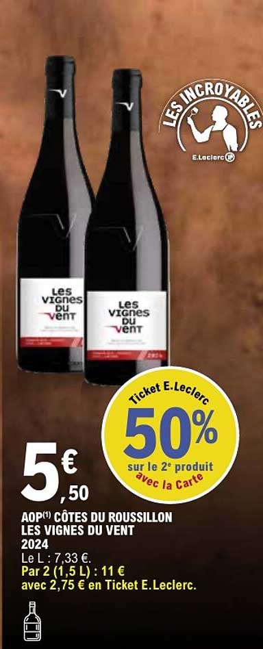 AOP(1) CÔTES DU ROUSSILLON LES VIGNES DU VENT 2024