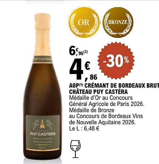AOP(1) CRÉMANT DE BORDEAUX BRUT CHÂTEAU PUY CASTÉRA