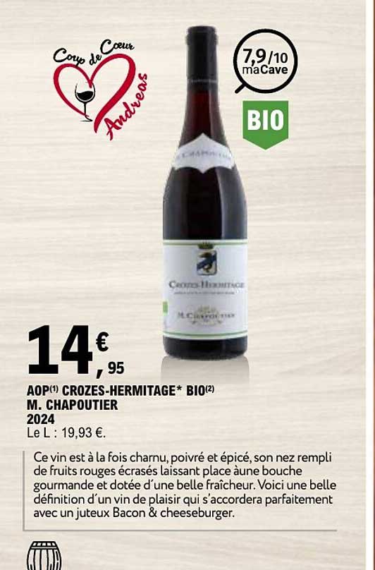 AOP(1) CROZES-HERMITAGE* BIO(2) M. CHAPOUTIER 2024