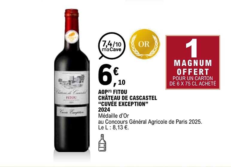 AOP(1) FITOU CHÂTEAU DE CASCASTEL “CUVÉE EXCEPTION” 2024