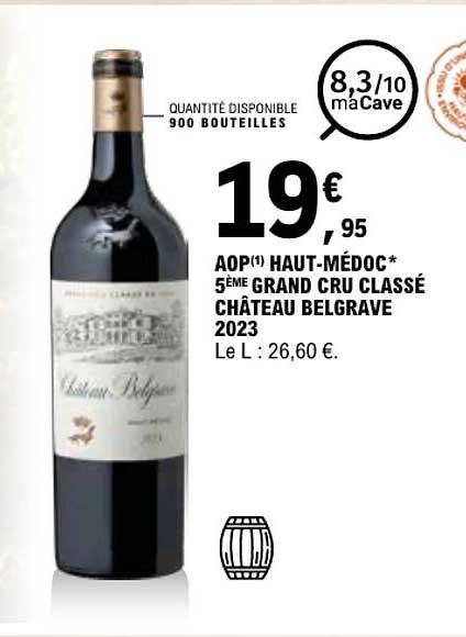 AOP(1) HAUT-MÉDOC* 5ÈME GRAND CRU CLASSÉ CHÂTEAU BELGRAVE 2023