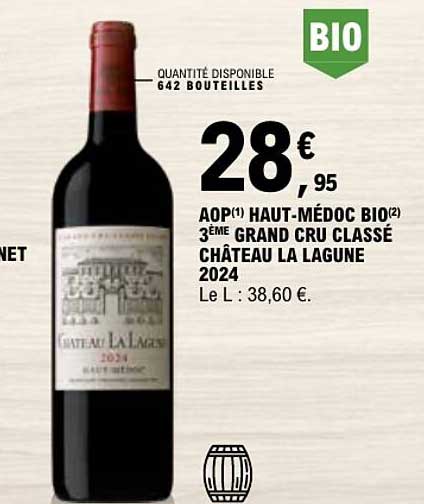 AOP(1) HAUT-MÉDOC BIO(2) 3ÈME GRAND CRU CLASSÉ CHÂTEAU LA LAGUNE 2024