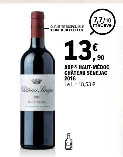 AOP(1) HAUT-MÉDOC CHÂTEAU SÉNÉJAC 2016