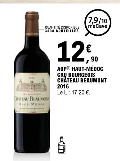 AOP(1) HAUT-MÉDOC CRU BOURGEOIS CHÂTEAU BEAUMONT 2016