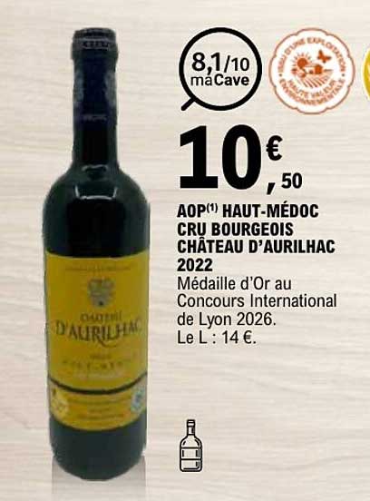 AOP(1) HAUT-MÉDOC CRU BOURGEOIS CHÂTEAU D’AURILHAC 2022