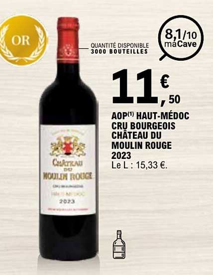 AOP(1) HAUT-MEDOC CRU BOURGEOIS CHÂTEAU DU MOULIN ROUGE 2023