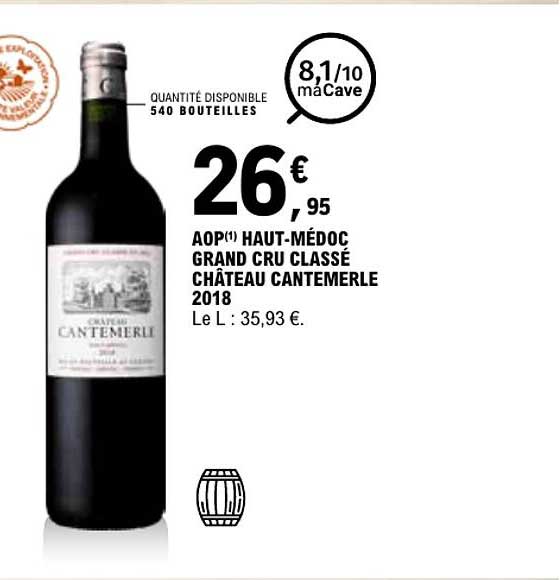 AOP(1) HAUT-MÉDOC GRAND CRU CLASSÉ CHÂTEAU CANTEMERLE 2018