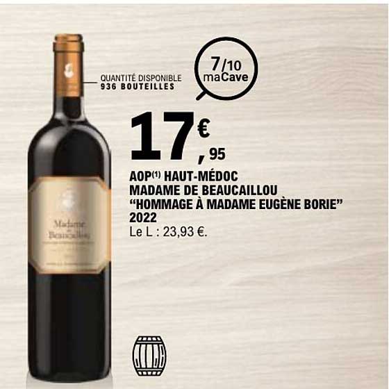 AOP(1) HAUT-MÉDOC MADAME DE BEAUCAILLOU “HOMMAGE À MADAME EUGÈNE BORIE” 2022