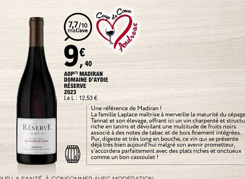 AOP(1) MADIRAN DOMAINE D’AYDIE RÉSERVE 2023