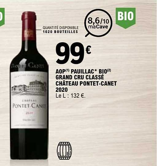 AOP(1) PAUILLAC* BIO(2) GRAND CRU CLASSÉ CHÂTEAU PONTET-CANET 2020