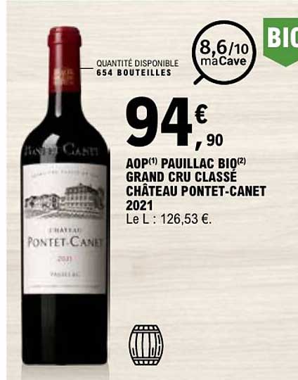 AOP(1) PAUILLAC BIO(2) GRAND CRU CLASSÉ CHÂTEAU PONTET-CANET 2021