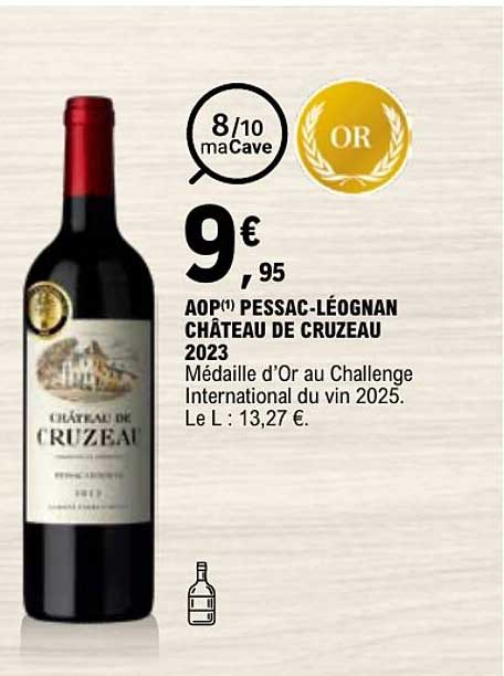 AOP(1) PESSAC-LÉOGNAN CHÂTEAU DE CRUZEAU 2023